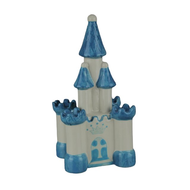Blue and White Ceramic Childrens Magic Castle Coin Bank