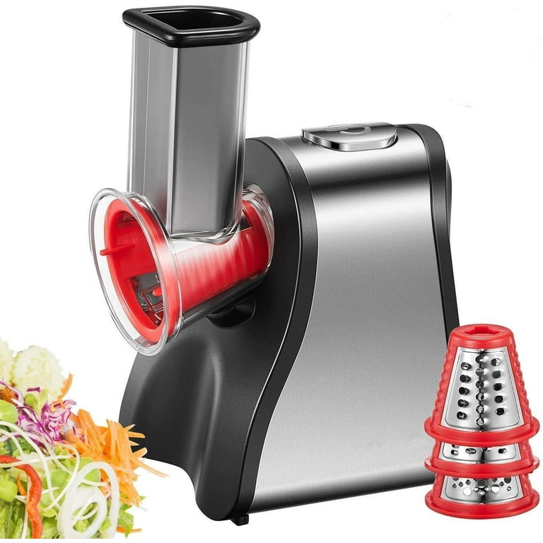 FOHERE Electric Grater, 200W Electric Vegetable Slicer, Salad Maker Multi  Grater with 4 Cones, Stainless Steel 