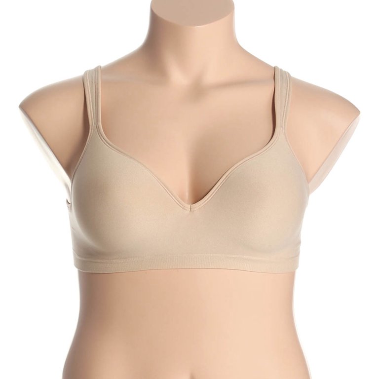 Exclare Women's Front Closure Full Coverage Wirefree Posture Back Everyday  Bra(38D, Beige)