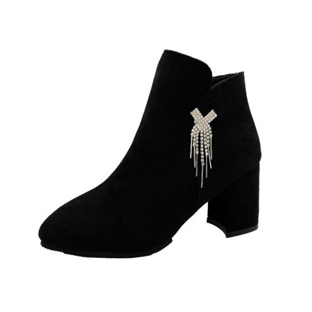 

Women Snow Boots Winter Boots For Women Womens Fashion Solid Boots Zipper Women Round Head High Heel Boots Shoes Gray