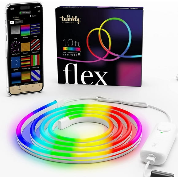 Twinkly Flex, App-Controlled Flexible Light Tube with RGB LEDs, 10ft., Indoor