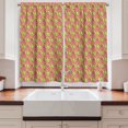thumbnail image 2 of Ambesonne Floral Kitchen Curtains, Retro Watercolor Flowers Art, 55"x36", Salmon Apple Green and Coral, 2 of 3