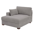 thumbnail image 3 of DREAMSIDEA Oversized Chaise Lounge for Living Room Modern Corduroy Sofa with Right Armrest Indoor Lounge Chair,Light Gray, 3 of 9