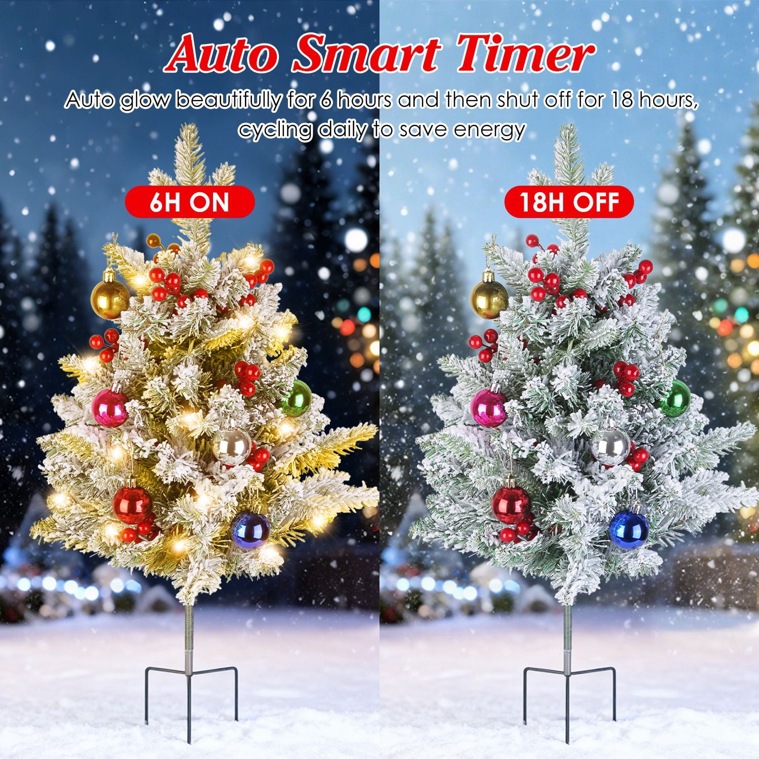50 LED Lifelike Artificial Christmas Tree - 8 Lighting Modes, Auto 6H/18H Timer & IP44 Waterproof, Battery Operated Mini Tree with Red Berries for Holiday Home Porch Garden Decor
