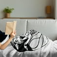 thumbnail image 3 of Celtic Soft Flannel Fleece Throw Blanket, Druidic Astronomical of Unicorn Water Horse in Circle Pattern Artwork, Cozy Plush for Indoor and Outdoor Use, 60" x 80", Black and White, by Ambesonne, 3 of 5