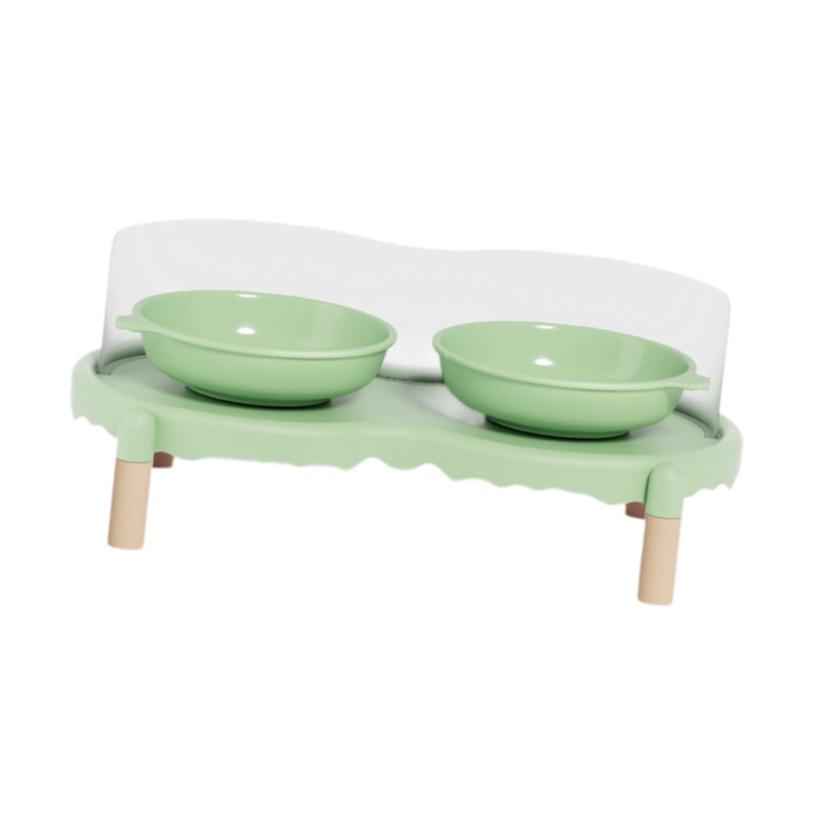 FashionCha Ceramic Elevated Cat Bowls Feeding Bowls Cat Dishes for Puppies Kittens Cats Green