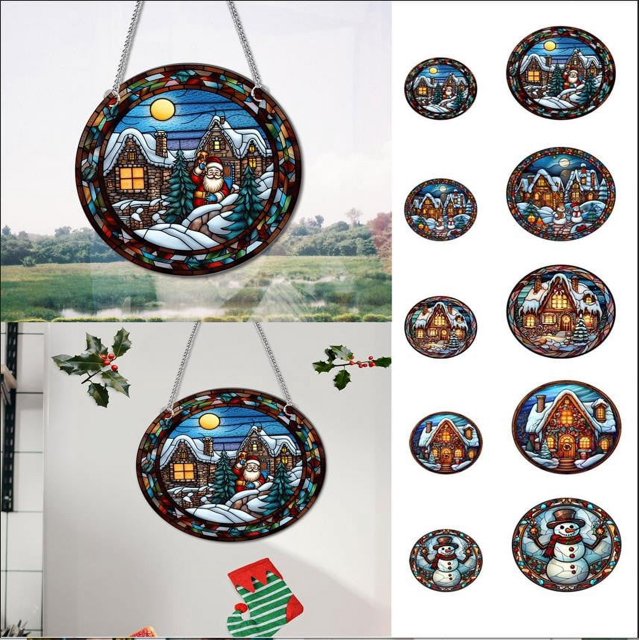onlyliua Ofertas Del Día Decoración Colgante de Vidriera con Forma de Calabaza Navideña.