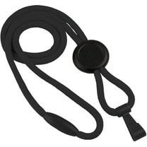 Black Heavy Duty Lanyard with Round Slider and Plastic No Twist Hook - MRI and Metal Detector Friendly, Safety Breakaway Quick Release Clasp by Specialist ID