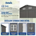 thumbnail image 4 of 10 x 8 FT Outdoor Storage Shed, Large Metal Storage Shed, Lockable Door and Air Vent, Clear Window Garden Tool Shed for Bicycles, Tools, Lawnmowers, Backyards, Patios, Lawns - Gray, 4 of 19