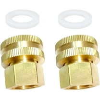 YOUHO HZFJ 2PCS Garden Hose Adapter Double Female Brass Swivel Thread Size 1/2" NPT (F) to 3/4" NH (F) Garden Pipe Joint Extension Repair Fitting