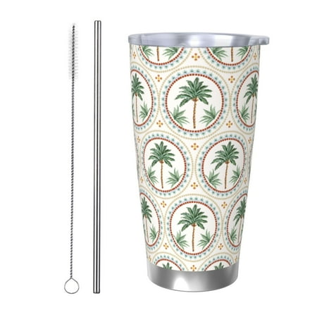 

Ocsxa palm trees Pattern 20oz Travel Coffee Mug with Flip Lid Stainless Steel Insulated Insulated Coffee Mug Thermal Cup with Splash Proof Sliding Lid-Straw Two-piece Set