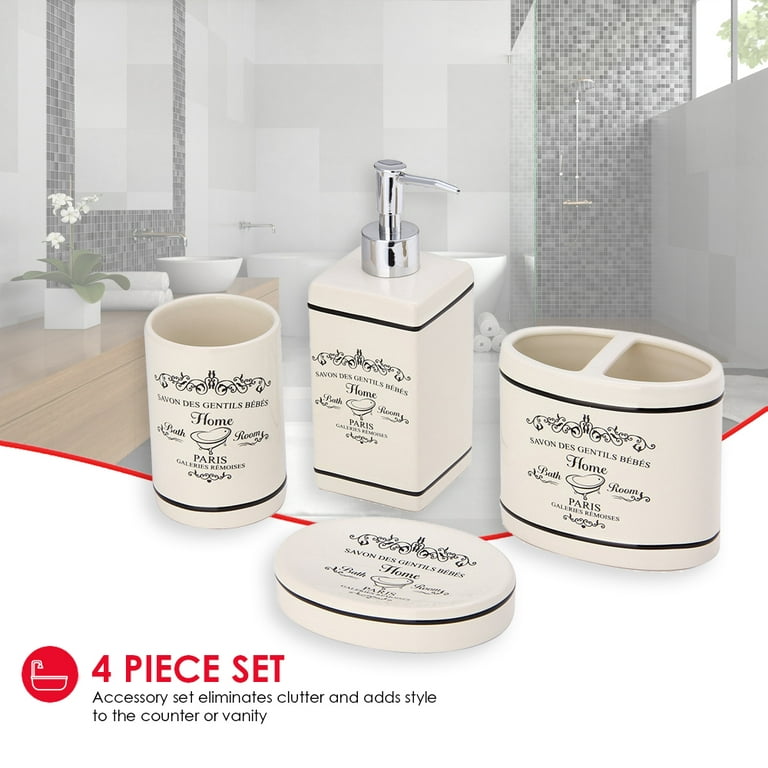 4-Piece Ceramic Mason Jar Bathroom Set (Mint), by Home Basics Beautiful and  Contemporary Design Bathroom Accessory Sets Bath Accessories for Bathroom