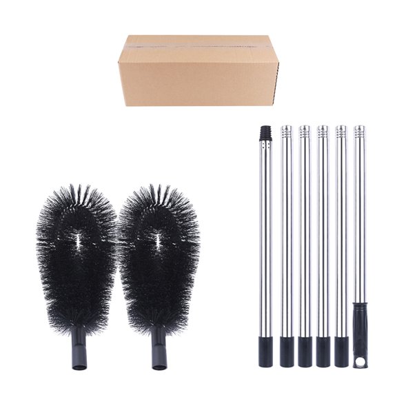 Gutter Cleaning Brush With 2.4M Telescoping Pole - 2 Brush Heads   6 Extension Rods For Roof Eaves, Rain Gutters, Outdoor Cleaning Tasks