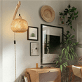 thumbnail image 2 of Retro Japanese Style Bamboo Bedside Wall Lamp Restaurant Rattan Lampmine Bedroom Background Wall Lamps US Plug-A Bamboo, 2 of 6