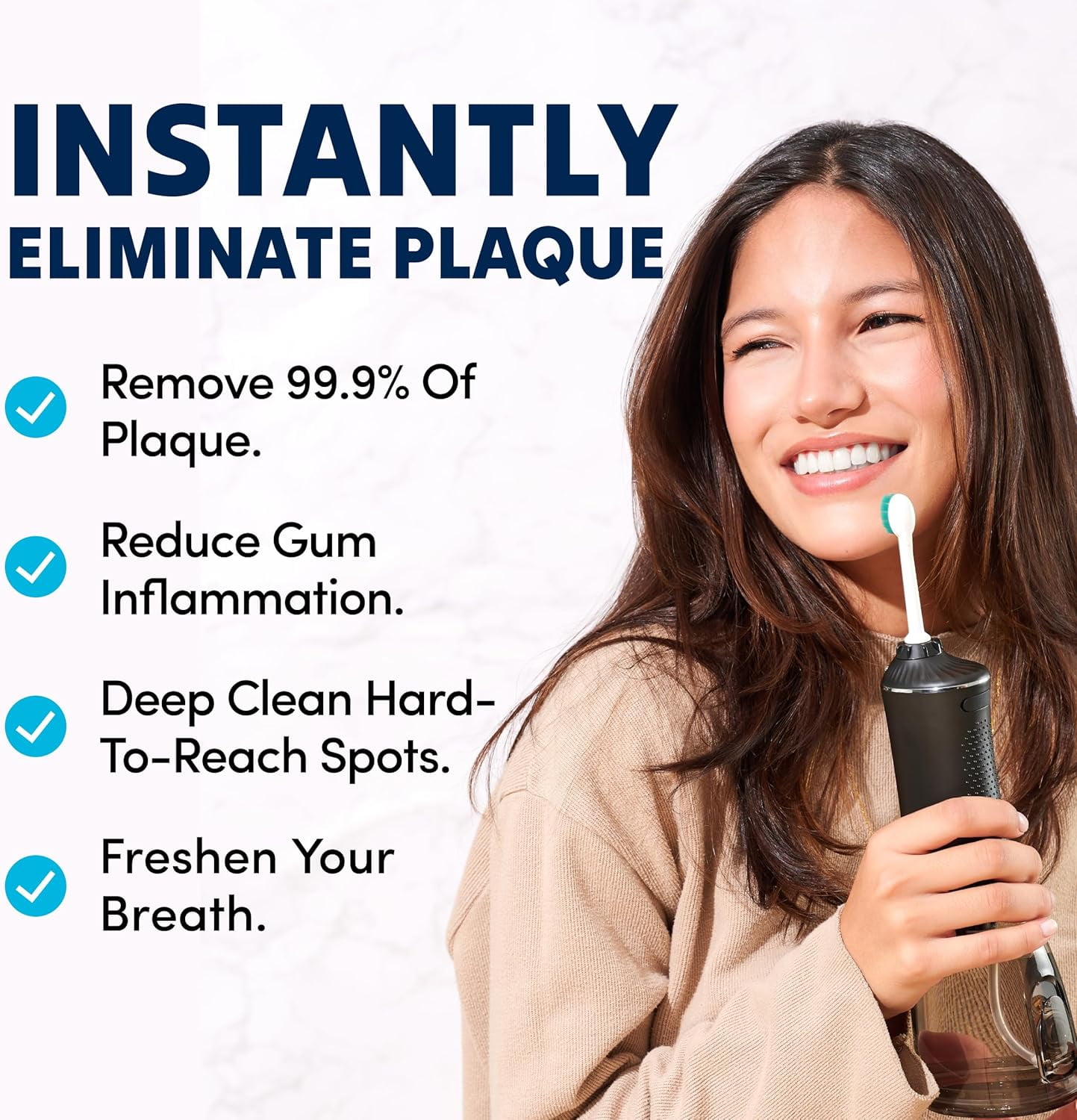 PuurSmile Professional Cordless Water Flosser Black - Dental Care Waterproof, 7 Replacement Tips