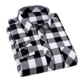 thumbnail image 1 of Camisa a cuadros para hombre, cuello vuelto, manga larga, botón de una sola fila, Top clásico para hombres y niños, 1 of 5