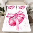 thumbnail image 2 of Homewish Watercolor Bowknot Kids Bed Sheets, Cartoon Pink Rugby Print King Sheets, Kawaii Princess Bow Sheet Set, Ultra Soft Bedroom Decor, 4pcs, 2 of 7