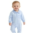 thumbnail image 3 of Busydd Baby Rompers Casual Comfy Solid Color Long Sleeve Boys Clothes Fashion Lapel Button Girls Romper 0-3 Months, 3 of 8