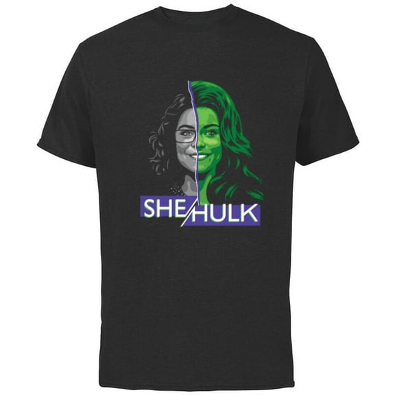 Marvel Studios She Hulk Jen Walters Split - Short Sleeve Cotton T-Shirt for Adults - Customized-Black