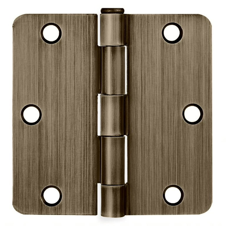3.5 in. x 1/4 in. Radius Satin Nickel Round Hinges (3 per Pack) 3.5 in. x 1/4 in. Radius Satin Nickel Round Hinges (3 per Pack)