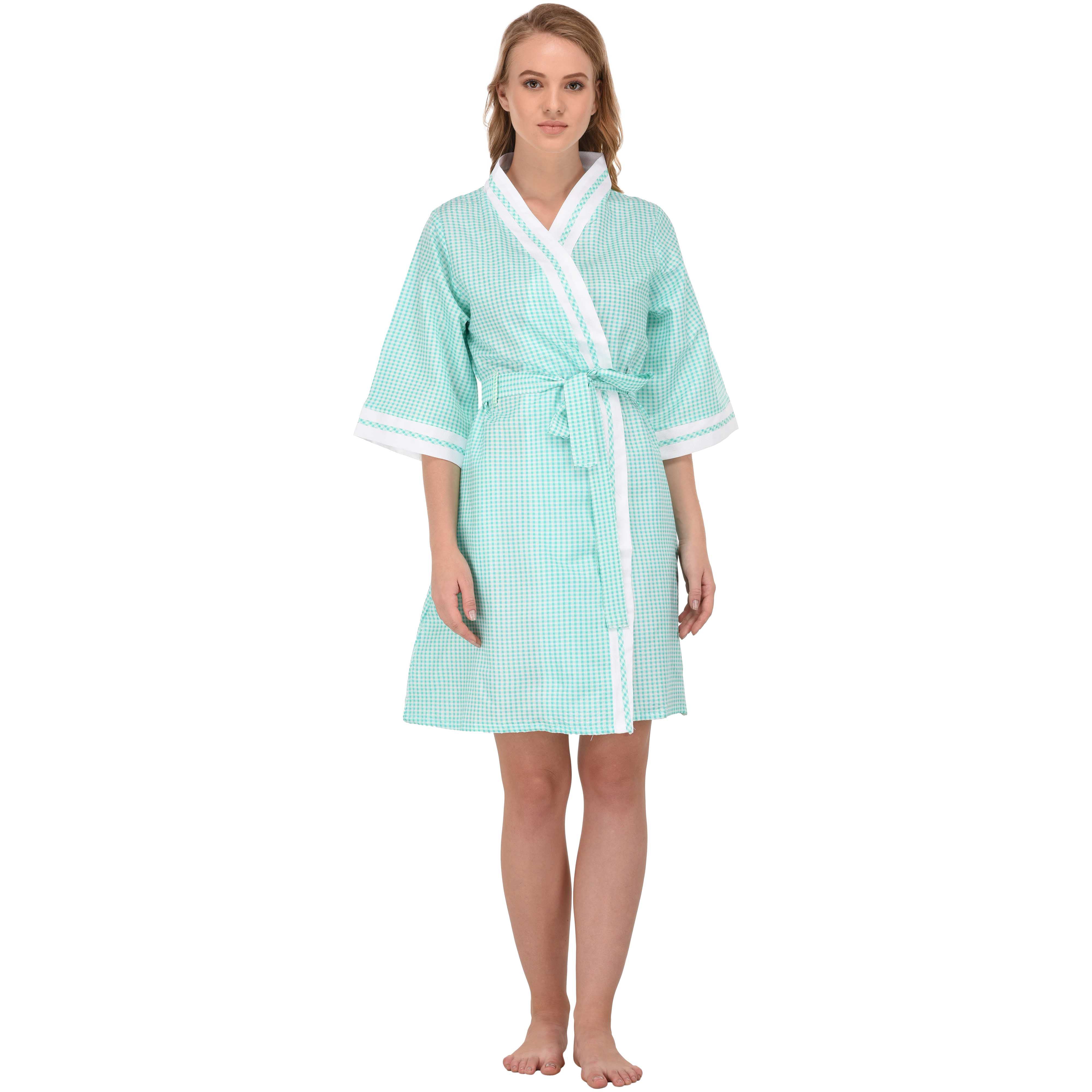 Ezi Women's 'Stacy' Gingham Cotton-rich Short House Robe - Walmart.com