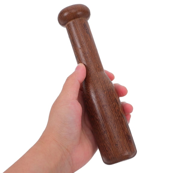 OFFIGAM Wood Hand Grinder Crusher for Garlic and Vegetables Natural Wood Pestle Kitchen Tool Brown 12 Inch