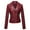 Claret, variant on Lovskoo Women's Leather Jacket Long Sleeve Short Lapel Jacket Motorcycle Jacket Claret