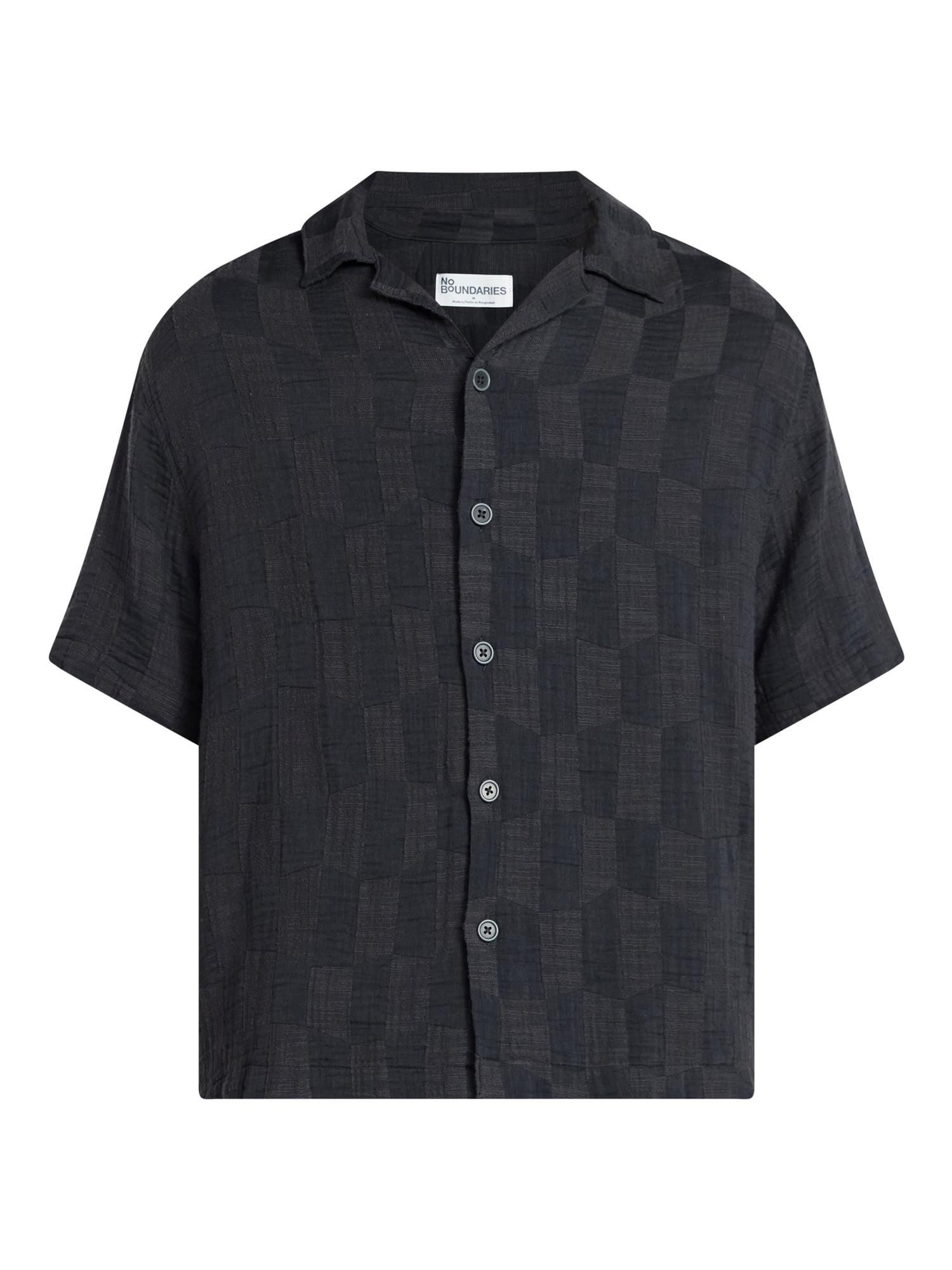 No Boundaries Check Gauze Shirt with Short Sleeves, Men's XS-5XL