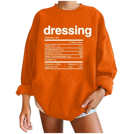 

Honeeladyy Sales Women s Vintage Funny Loose Long Sleeve O-Neck Chifft Printed Sweatshirt