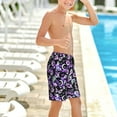 thumbnail image 6 of Cauagu Pink purple rainbow flower butterfly Print Swim Trunks for Men,Youth Boys Swim Shorts Compression Liner Beach Shorts Boys' Swimming Shorts 7-20 Years Bathing Suit-Small, 6 of 7