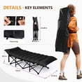 thumbnail image 2 of Folding Camping Cots For Adults Grey & Black With Thick Removable Mattress, 2 of 8