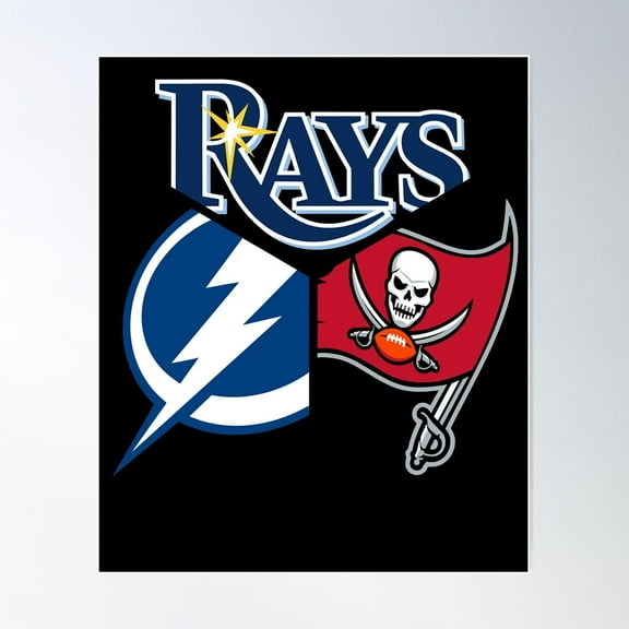 Tampa Bay Sports Teams Triquad Essential Poster Wall Art, Modern Wall Decor, 8x12 UNFRAMED