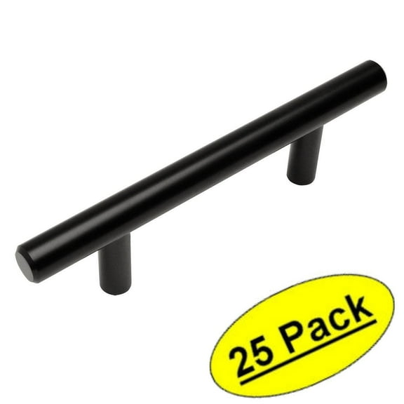 Cosmas 305-030FB Flat Black Cabinet Hardware Euro Style Bar Handle Pull - 3" Hole Centers, 5-3/8" Overall Length - 25 Pack