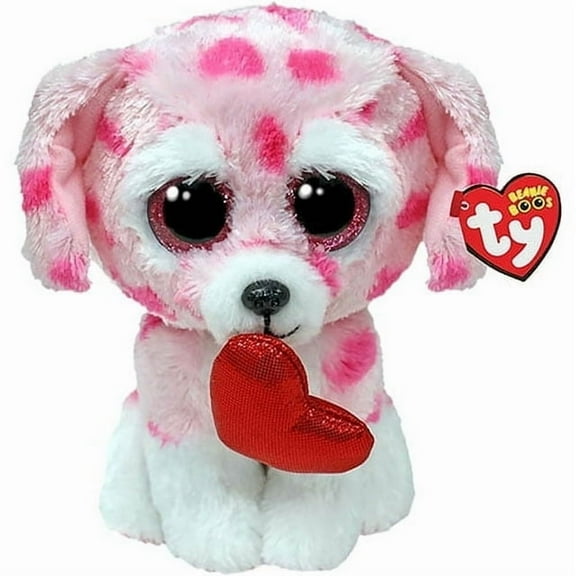 TY Beanie Boos - RORY the Valentine's Puppy Dog (Glitter Eyes)(Regular Size 6" Plush)BONUS 1 FUN CHOPS