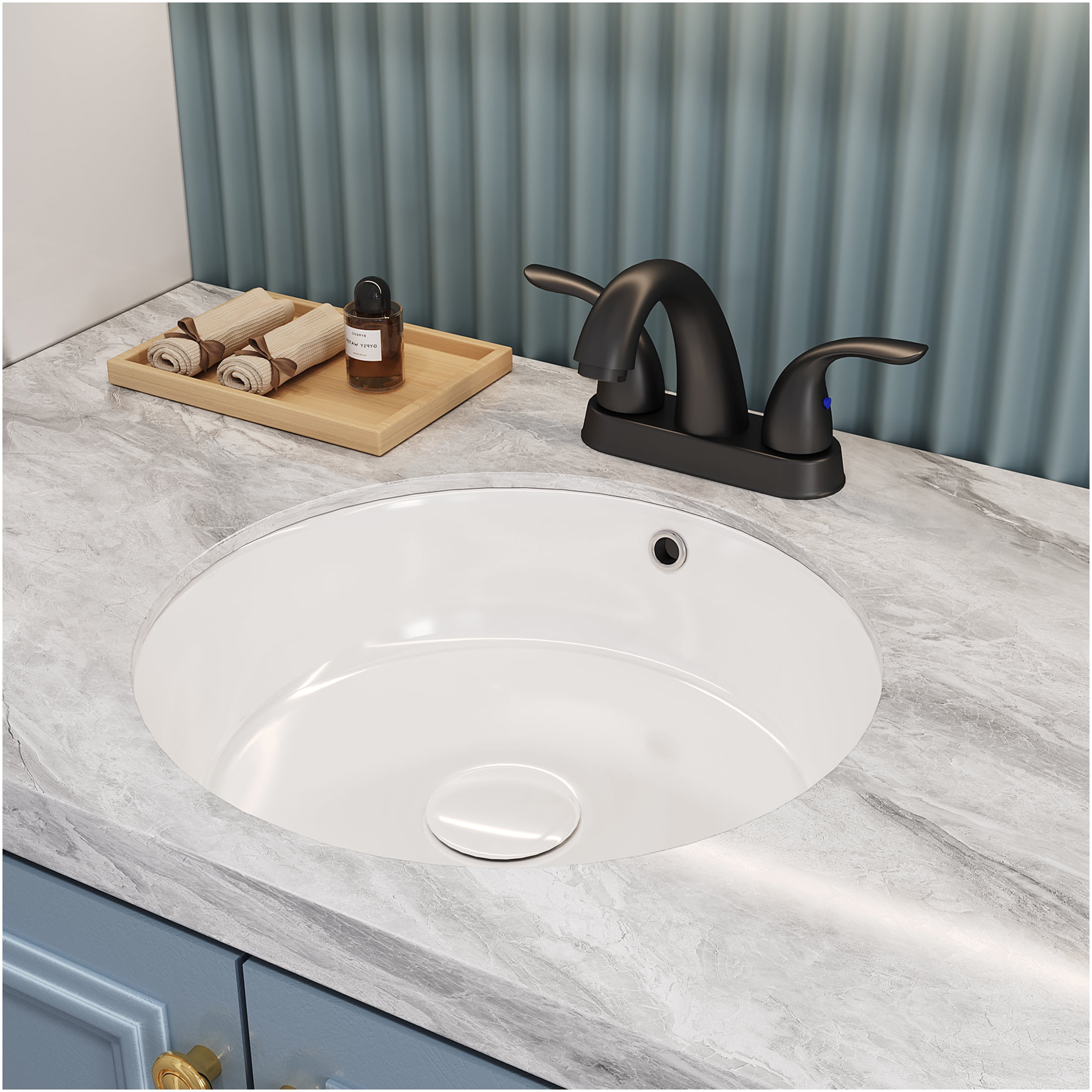 JERFIT 5.45" 2-Handle Bathroom Sink Faucet with Deck Plate, Matt Black Finish, 2 or 3 Holes, CUPC Certified, Ceramic Disc Cartridge for Drip-Free Performance