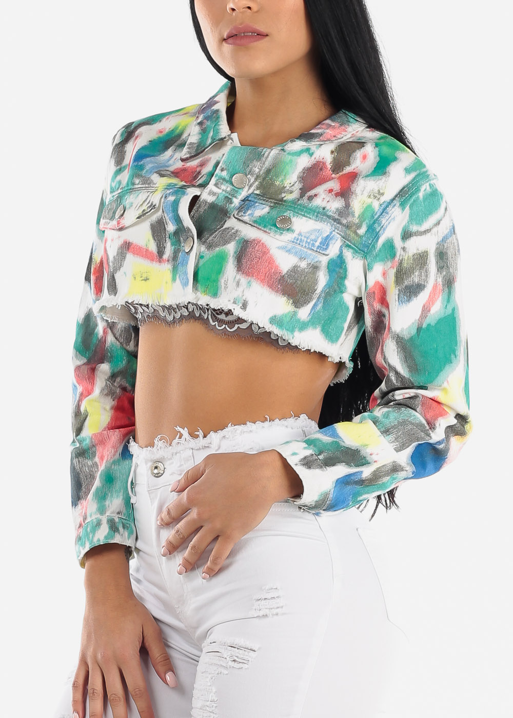 multicolor crop jacket
