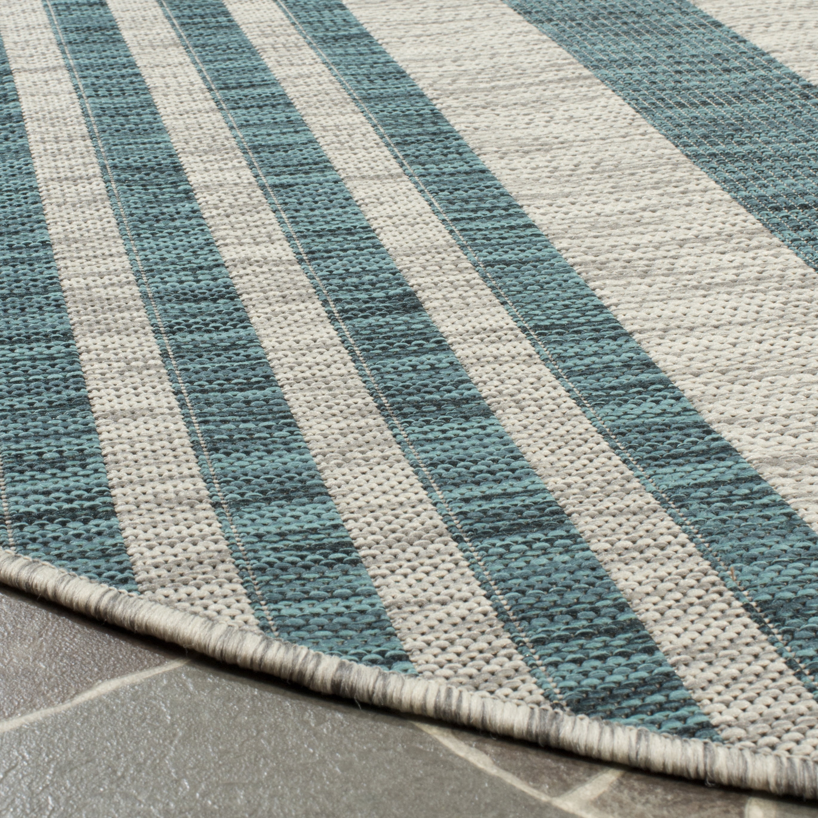 Safavieh Courtyard Patrice Striped Indoor/Outdoor Area Rug, Gray/Blue, 6'7" x 6'7" Round