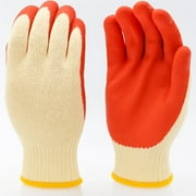 G & F Latex Dipped Nitrile Coated Gloves, String Knit Palm, 10 Pairs, Size Large