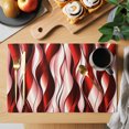 thumbnail image 2 of Red Striped Ombre Placemats Set of 6, Modern Red Moire Geometric Washable Wipeable Table Mats for Dining Tables, Indoor Outdoor Kitchen Place Mats for Holiday Party Table Decor, 2 of 9