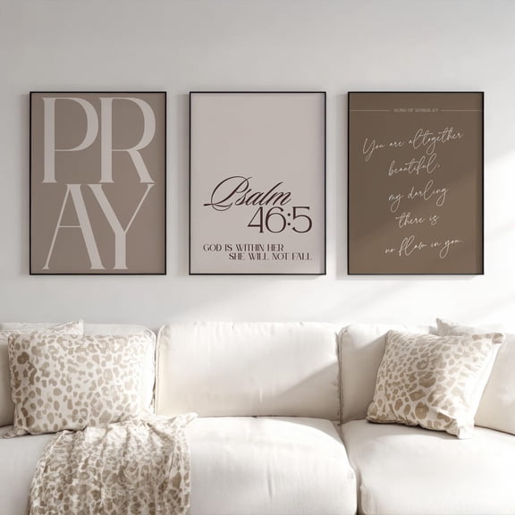 Bedroom Art Neutral Religious Decor Scripture Bible Verse Girl Room Jesus Word Minimalist Christian Set 3 Unframed Paper Print 8x12