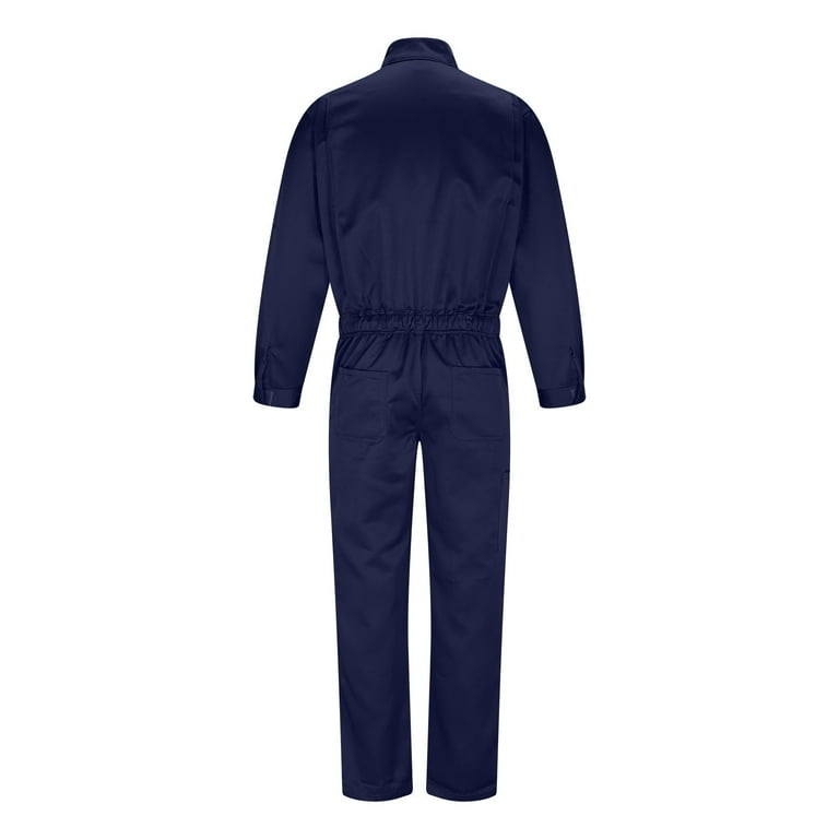 Pitauce Mens Long Sleeve Zip Up Twill Coverall, High Neck Action