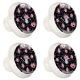 thumbnail image 2 of 4 Pcs Painted Pink Flowers Knobs for Kitchen Cabinet Cupboard Dresser Bookcase Drawer Pulls Handles Round Home Decor, 2 of 8