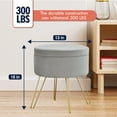 thumbnail image 2 of Ornavo Home Modern Round Velvet Storage Ottoman Foot Rest Stool/Seat with Gold Metal Legs & Tray Top Coffee Table - Silver, 2 of 5