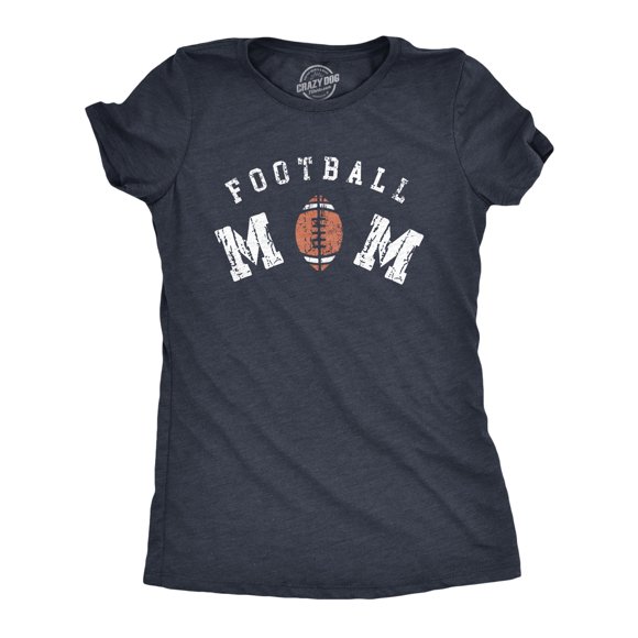 Womens Football Mom T Shirt Funny Cool Mothers Day Gift Foot Ball Lover Novelty Tee for Ladies (Heather Navy - Football Mom) - M