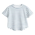 thumbnail image 5 of Riecok Girls Summer Outfits 2 Piece Lounge Sets Short Sleeve Tops and Pant Breathable Casual Matching Clothing Blue 4T, 5 of 8