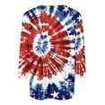 thumbnail image 5 of 4th of July Shirts Red White and Blue Blouse Women Patriotic T Shirts Women Red White and Blue Tops 4th of July Tee Women Independence Day Fashion Printed Round Neck 3/4 Sleeve T-Shirt Top, 5 of 5
