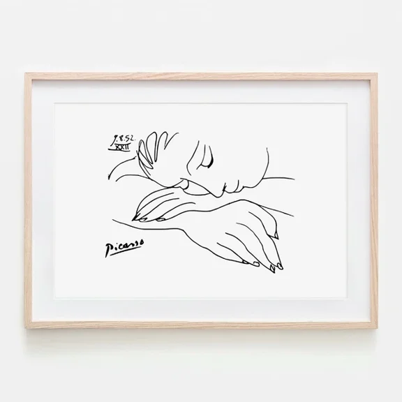 Kna Prints - 1 Pcs Poster Sleeping Angel Line Art By Picasso Wall Art Print. Perfect Minimalist Wall Decor, UNFRAMED-8x12