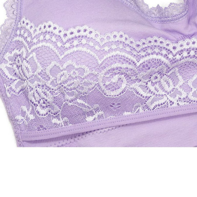 LINKABC Seamless Sports Lace Side Front Closure Buckle Bra Wireless Bra  Removable Pads Lace Bra 