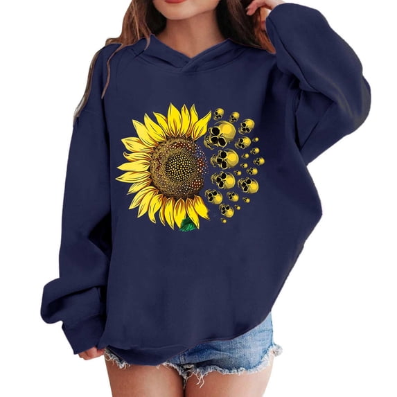 Hellosay Kids Halloween Tops Floral Happy Funny Hoodie Pullover Vacation Skeleton Streetwear Winter Holiday Clothes