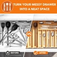 thumbnail image 3 of PLUMEBAY Bamboo Silverware Drawer Organizer with Labels, Expandable Kitchen Utensil Tray for Cutlery, Spoons and Knives, 10 Slot Drawer Organizer (Natural), 3 of 7